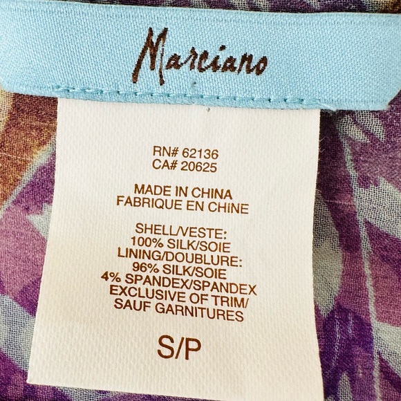 Marciano 100% silk long sleeve blouse abstract print boho top wrap tie waist - Picture 7 of 7